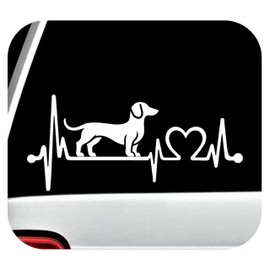 Doxie Dachshund Heartbeat Lifeline Decal Sticker for Car Window