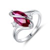 Barzel 18K White Gold Plated Oval Created Ruby Ring With