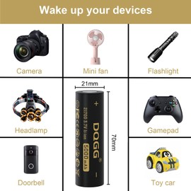 BENKIA 21700 Rechargeable Battery 3.7Volt Li-ion Batteries 5000mAh High Capacity Flat Top 21700 for Led Flashlight Headlamp (6 Pack)