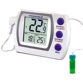 Traceable Jumbo Refrigerator/Freezer Thermometer with Calibration; 1 5-mL Bottle Probe