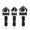 Mesee Set of 3 90° Countersink Drill, 5 Flute Countersink