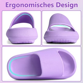 Buwege Unisex Children's Bath Slippers, Cosy Slides, Original Cloud Slippers, EVA Soft Thick Sole and Non-Slip for Swimming Pool, Beach, Bathing Shoes 29-37 EU, Purple