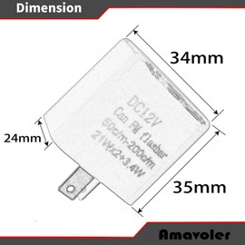 amavoler 12V 2Pin Flasher Relay Speed Adjustable Indicators LED Light Flasher for Motorcycle LED Indicators Turn Signal Light (Black-2pcs)
