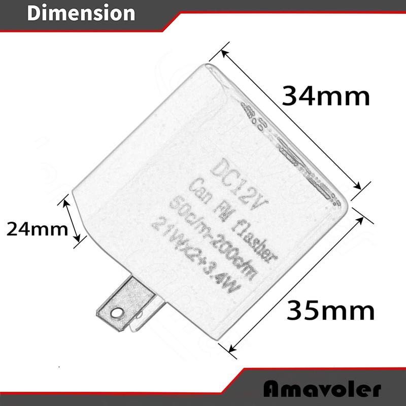 amavoler 12V 2Pin Flasher Relay Speed Adjustable Indicators LED Light