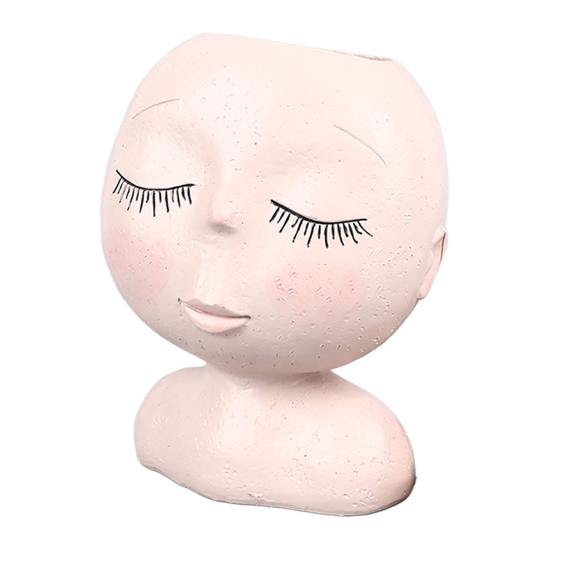 Face Flower Pot with 3 Shovels Drainage Hole Design Resin