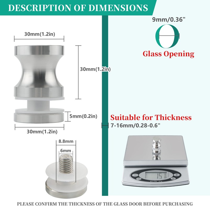 Alise Shower Door Handle, Sliding Shower Doors Knob, Heavy Duty