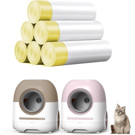 CATLK Self Cleaning Litter Box Bags Liner 60 Pack Super Thick & Durable Drawstring Litter Liner Bags,Suitable for Kitty Litter Box Self Cleaning Large Kitten Litter Box Trash Bags