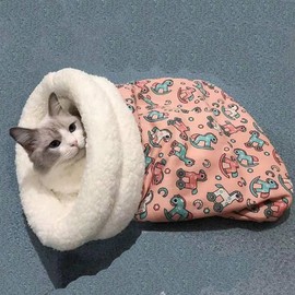 blueypet Cat Bed Sleeping Bag for Indoor Cats - Pet Slipper Cave Bed for Indoor Cats and Small Dogs, Cozy & Soft Plush, Anti-Slip & Durable, Washable for Kittens and Puppies Under 15 lbs (Pink)