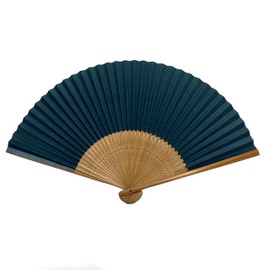 Hanakanzashi 81 Folding Fan, Men's, Men's, Fan Set, Includes Fan Bag, 8.5 inches (21.5 cm), Premium Paper Fan, Japanese Pattern, Metallic Blue, Running Water, gray blue