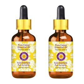 Deve Herbes Pure Catnip Essential Oil (Nepeta cataria) with Two Glass Droppers Steam Distilled (Pack of Two) 5ml X 2 (0.33 oz)
