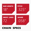 KAKEI 18 Inch Chainsaw Chain .325" Pitch .058" Gauge 72