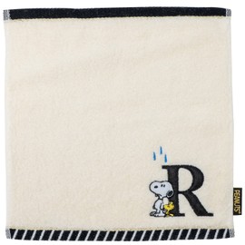 Tsujiseru Snoopy Mini Towel 25cm Initial R Embroidered White