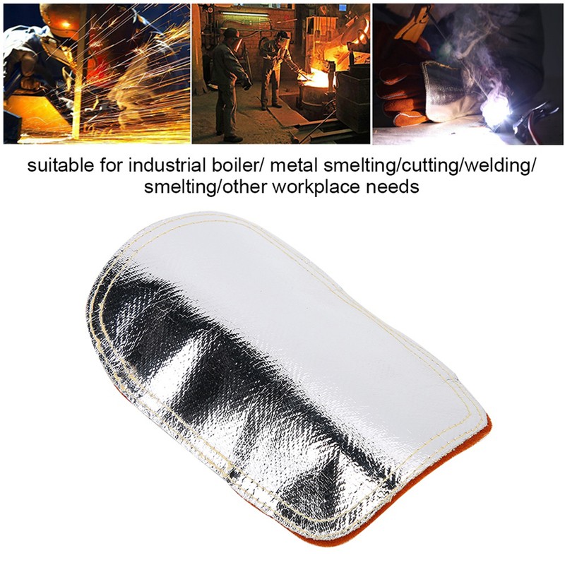 Heat Shield Split Cowhide Leather Aluminized Back Welding Hand Pad