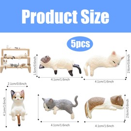 Vextpiratory 5Pcs Mini Cat Figurine, Cute Realistic Cats Dolls for Desk Decor Office Car Interior Decoration, Small Cat Ornaments (Assorted Colours)