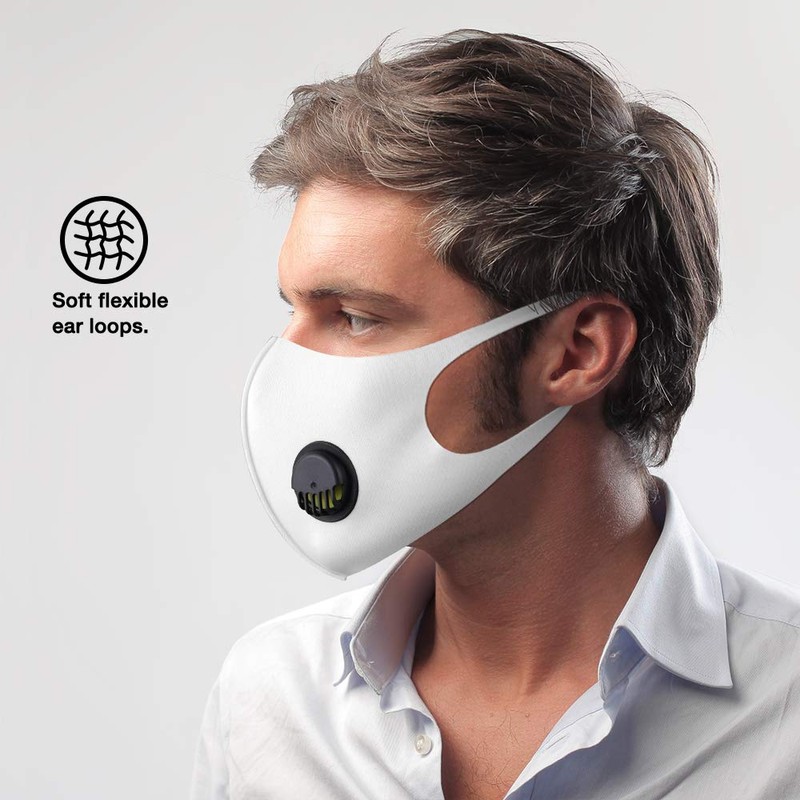 NUÜR 2 Pcs Reusable Face Mask, with Air Valve and