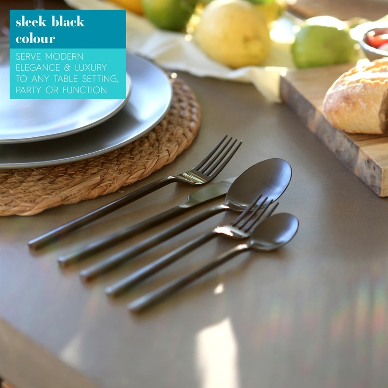 Argon Tableware Stainless Steel Dinner Forks - 19.5cm - Black