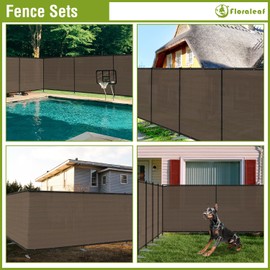 FLORALEAF Outdoor Privacy Fence with Iron Poles Rails Dog Fence for Garden Patio Backyard Yard Temporary Safety Barrier Chicken Metal Fence with Spikes Brown 6'x12'