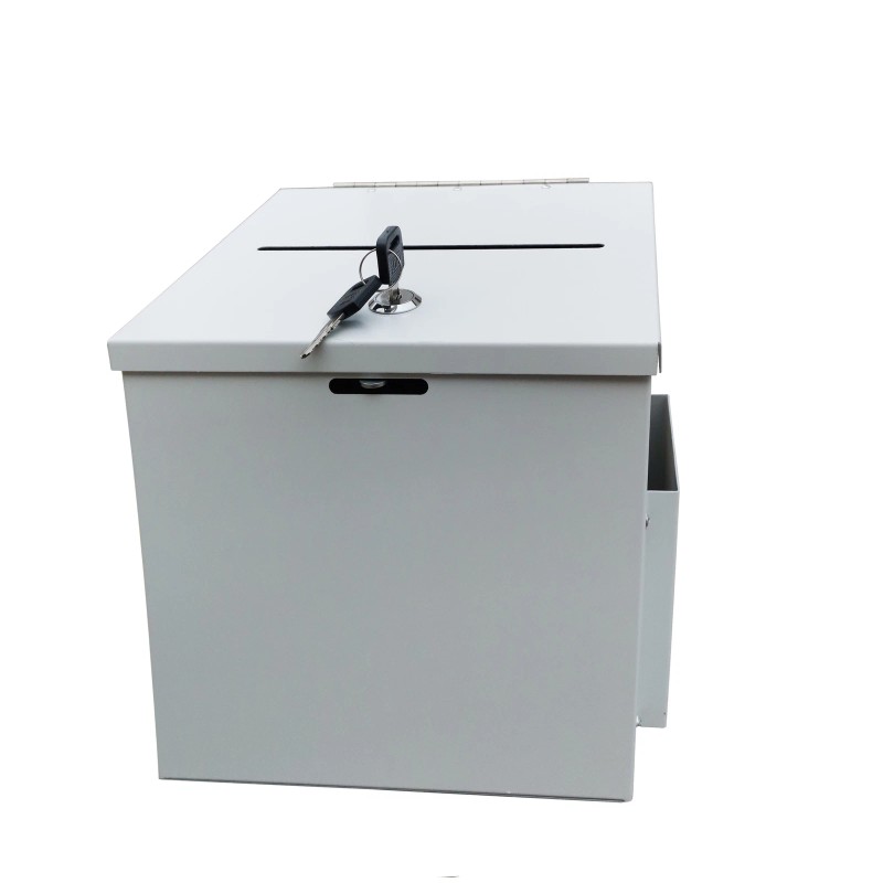 FixtureDisplays White Metal Donation Box 9X9X8 Suggestion Tithing Wedding Charity