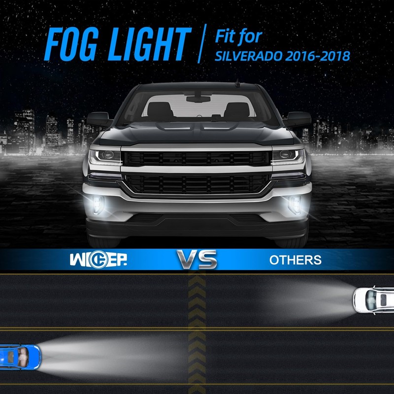 wideep Premium LED Fog Light Assemblies for Silverado 1500 2016-2018