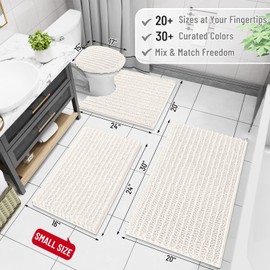 Arotive Luxury Round Chenille Bathroom Rug Mat, Extra Soft Thick Absorbent Shaggy Bath Rugs, Non-Slip Machine Wash Dry Plush Bath Mats for Bathroom, Shower and Tub, 24x24, Ivory