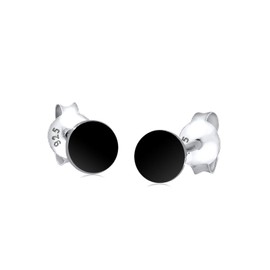 Elli Basic Geo Trend Women's Round Earrings in 925 Sterling Silver, Silver, Black/silver