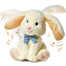 TUMAMA Bunny Stuffed Animal - Musical Stuffed Animal with Moving Ears, Features Singing, Recording, Repeating for Toddlers, Interactive Stuffed Bunny Plush Gift Toys for Boys and Girls
