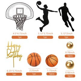 20 decoraciones para tartas de baloncesto, decoración de pasteles con temática de estrella de baloncesto para decoración de fiesta de cumpleaños, decoración de fiesta de baloncesto