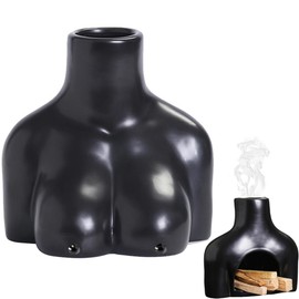 Palo Santo Burner, Ceramic Incense Holder, Sage Sticks Censer, Burn Palo Santo Sticks Andincense Safely, Sage Smudge, Meditation Accessories Aromatherapy Diffuser, Mini Chiminea Ash Catcher (Black)