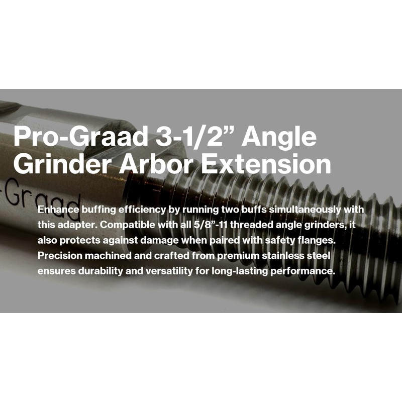 Pro-Graad 3-1/2" Stainless Angle Grinder Arbor Extension, 1-1/2” Thread Length,