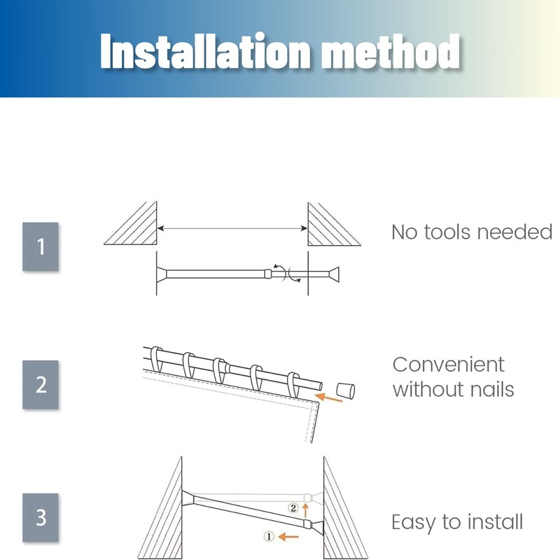 Spring Tension Rods, Adjustable Spring Loaded Expandable Small Curtain Tension