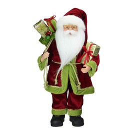 Northlight E76439 16" Grand Imperial Red, Green and Gold Standing Santa Claus Christmas Figure with Gift Bag
