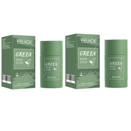 EELHOE Green Tea Solid Mask, Deep Cleansing Hydrating Mask Stick Pore-Narrowing Paste Mask Stick - Color: 2pcs