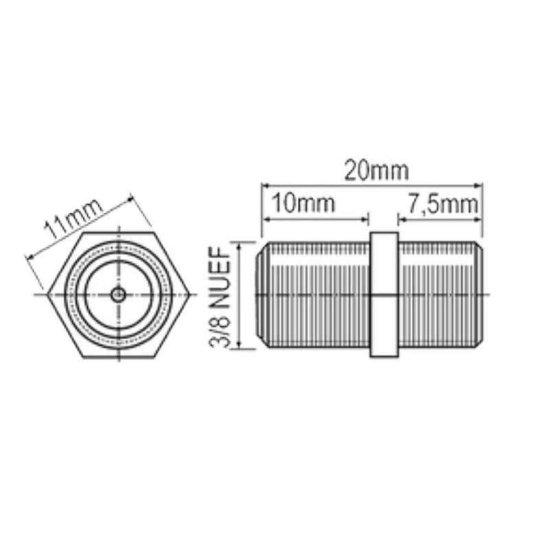 10x F-Connector SAT-FOX SAT Female / Female for F-Connector Coaxial