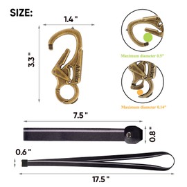 Ahiller Carabiner Keychain Clip Set, Double Lock Designed and Tungsten Steel Tip, Alloy Key Fob with Two Lanyards for Camping, Hiking, Fishing, Outdoor Survival [Bronze-1P]