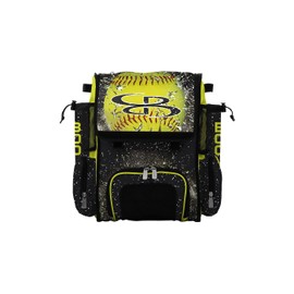 Boombah Mini Superpack Bat Pack - 8" x 12.5" x 18" - Softball Highlight Black/Optic Yellow/Red