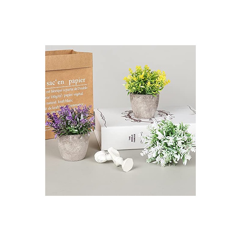 6 Piezas de Plantas Artificiales Mini Macetas,Fake Planta de Plástico,Flor