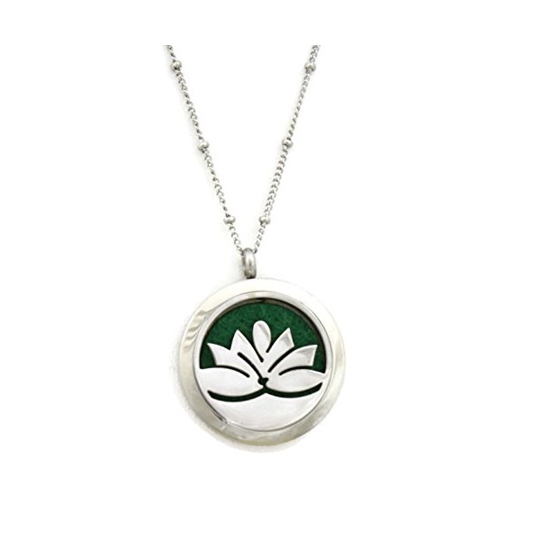 Lotus Flower 316L Stainless Steel Essential Oil Diffuser Necklace- 20" Satellite Chain