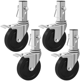 Besitu 5 inches Scaffolding Wheels Set of 4, Baker Scaffold Wheels with Dual Locking Brakes, 1-1/4" Square Tube Stem Rolling Scaffolding Caster, 440LBS Capacity Per Wheel Scaffolding Accessories