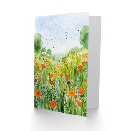 Artery8 Greeting Card California Poppy Reserve Summer Flower Meadow For Her Woman Birthday Card
