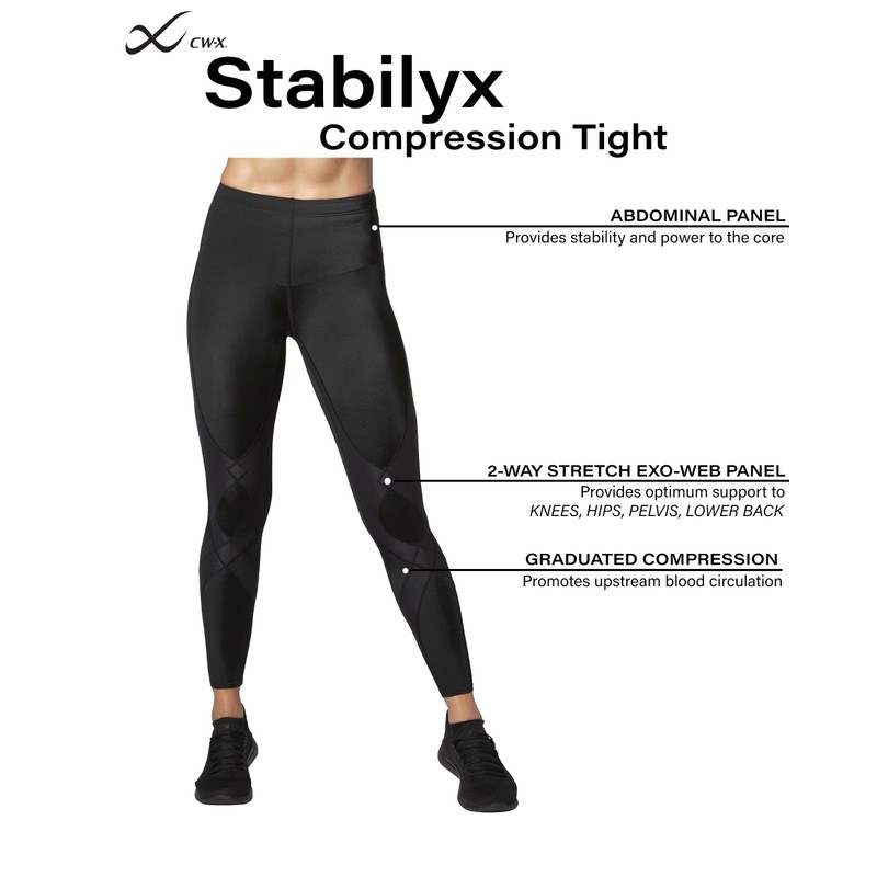 CW-X Women's Stabilyx Joint Support Compression Tight, Leggings for Running