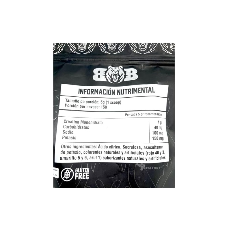 Creatina Monohidratada 750gr Fresa 150 serv Blackbear