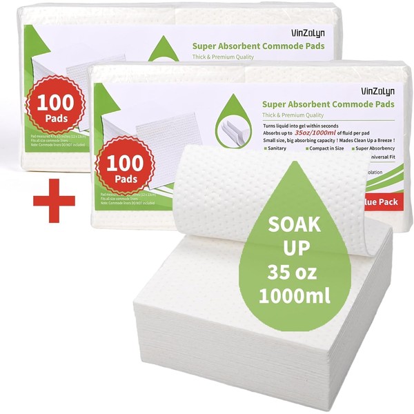 Super Absorbent Commode Pads, Value Pack 200 PCS Commode Pads