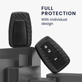 kwmobile Car Key Case Compatible with Toyota 2-3 Buttons Smart Key Car Key Case - Key Cover Carbon Black