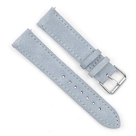 Onthelevel Suede Leather with Black Leather Back Watch Band Strap for Men or Women - 18mm 19mm 20mm 22mm 24mm | Multiple Colors (20mm, Light blue)