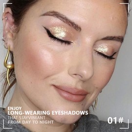 FeiCuiYun Monochrome Cream Glittle Eyeshadow Palette Makeup, High Pigment Natural Sombras Crema Para Ojos, Glod Shimmer Single Shimmer Eye Shadow for Older Women, Talc, Paraben & Cruelty Free