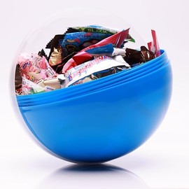 Candy Variety Pack in Giant Round Capsule - Assorted Candy Individually Wrapped 80 pcs 2.7 LB (Chocolate, Crunchy, Gummy, Chewy & More) - Snack Box for Party Favors Pinata Gift Baskets