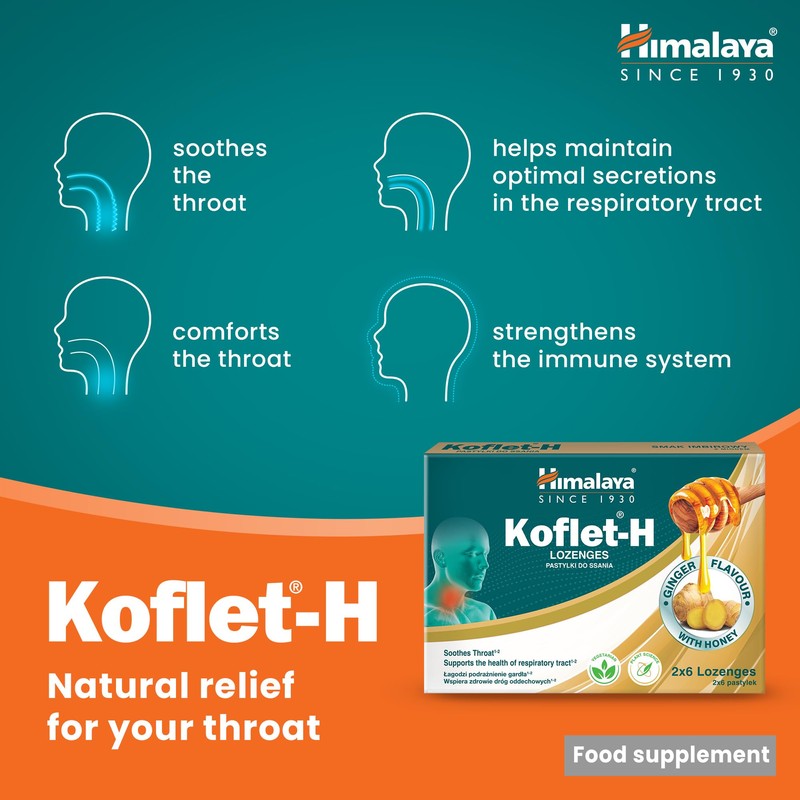 Himalaya Himalaya Herbal Healthcare Koflet-H Lozenges Fortified with Honey Ginger