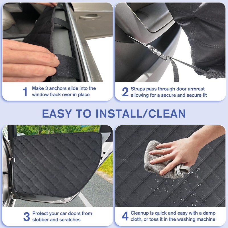 ALLANSING Dog Car Door Protector – Anti-Scratch/Stain-Resistant, Window-Roll-Compatible, No Tint