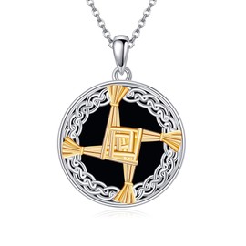 URONE St Brigids Cross Necklace 925 Sterling Silver Saint Brigid Cross Pendant Celtic Irish Jewelry For Women