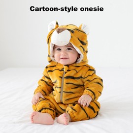 Animal Costume for Baby - Cartoon Tiger Costume Onesie - Soft Leopard Costume for Kids 2-12 Months, Creative Wearable Animal Onesie